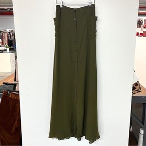 HAUTE HIPPIE ARMY GREEN MAXI SKIRT WITH SNAPS - SZ 6